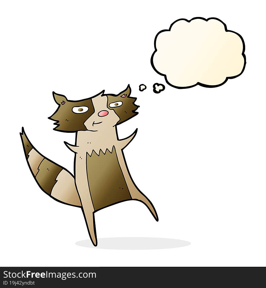 cartoon raccoon with thought bubble