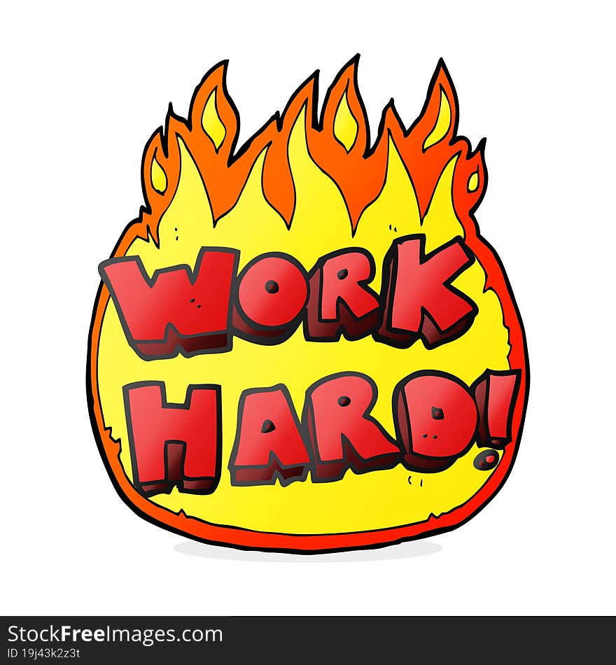 freehand drawn cartoon work hard symbol