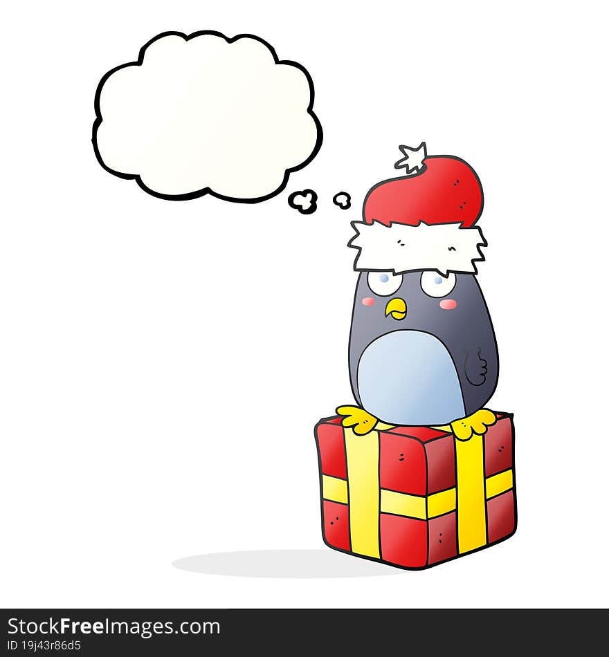 thought bubble cartoon christmas penguin