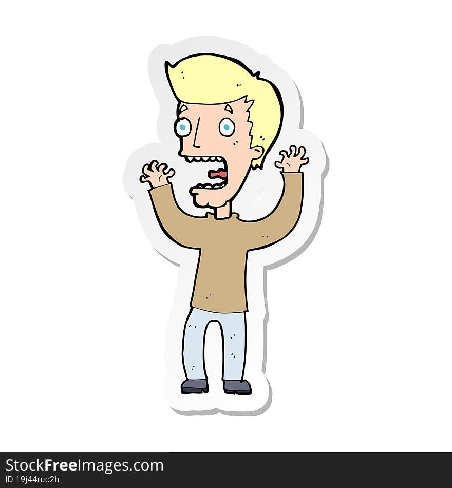 Sticker Of A Cartoon Frightened Man