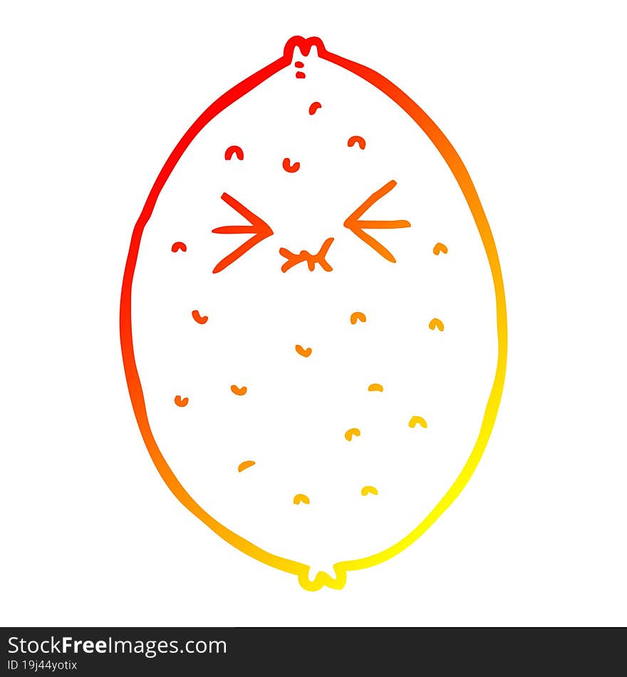 warm gradient line drawing of a cartoon bitter lemon