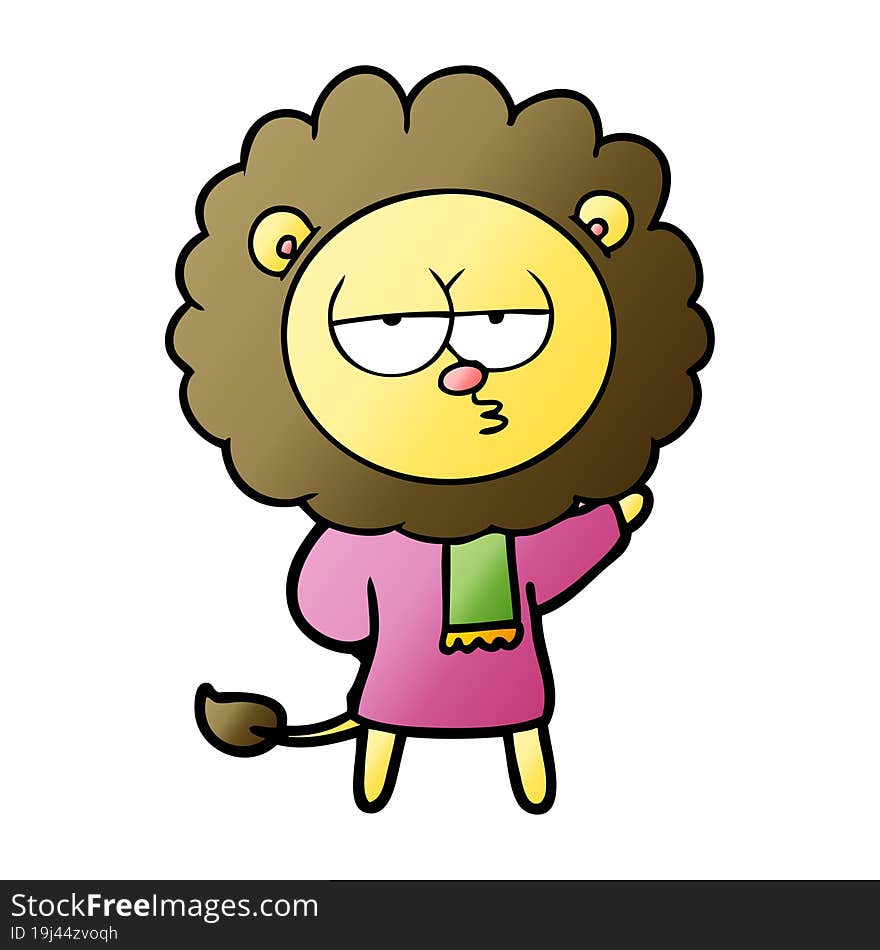 cartoon bored lion. cartoon bored lion