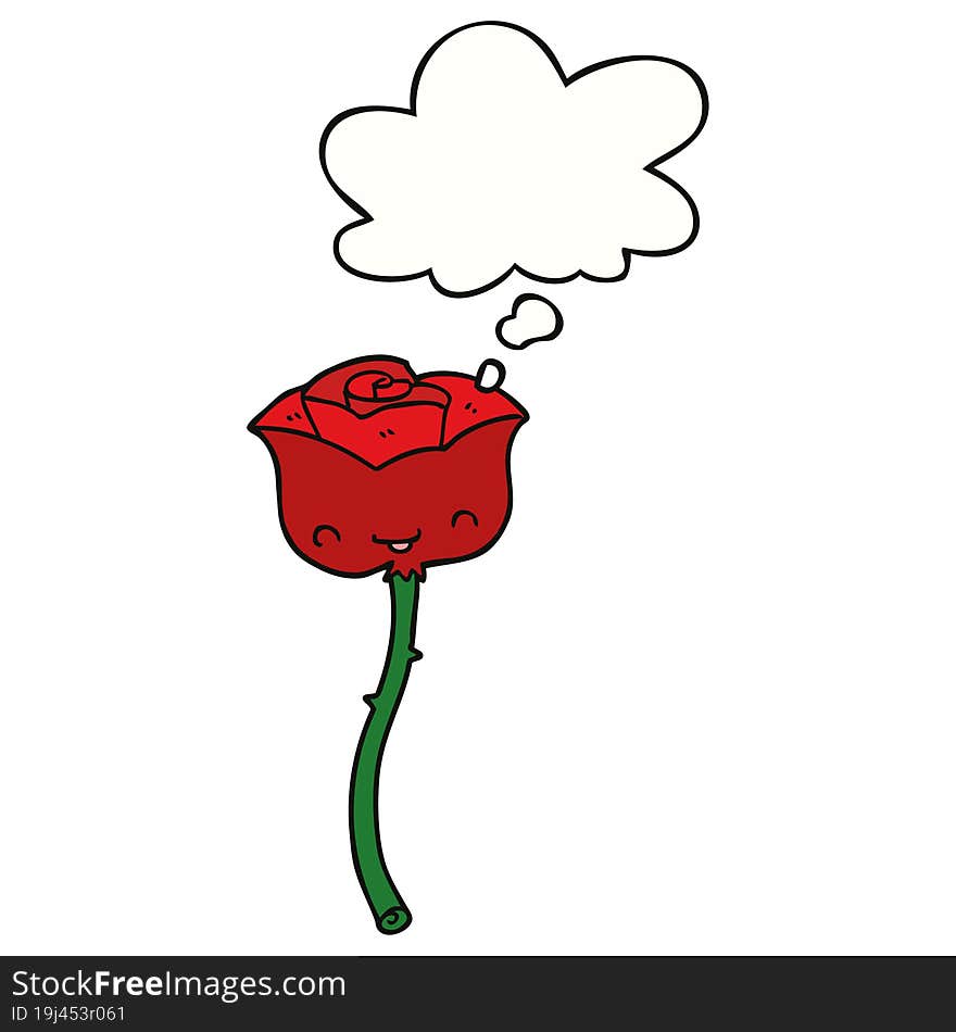 cartoon rose and thought bubble