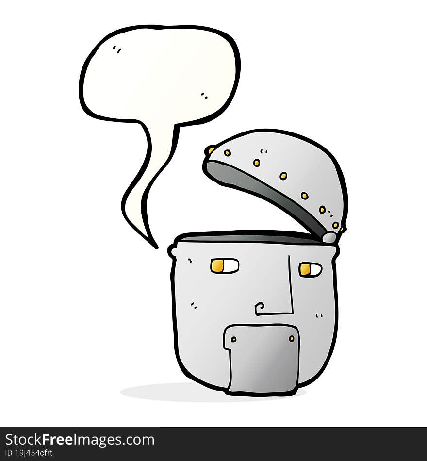 Cartoon Robot Head With Speech Bubble