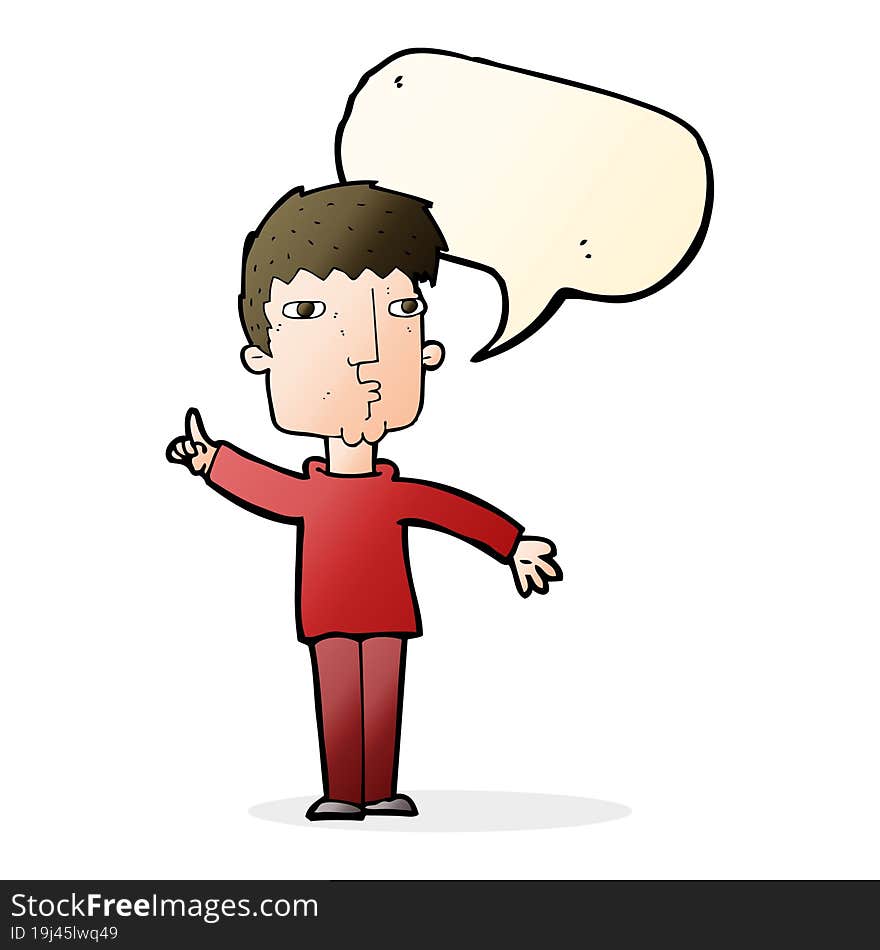 Cartoon Man Raising Point With Speech Bubble