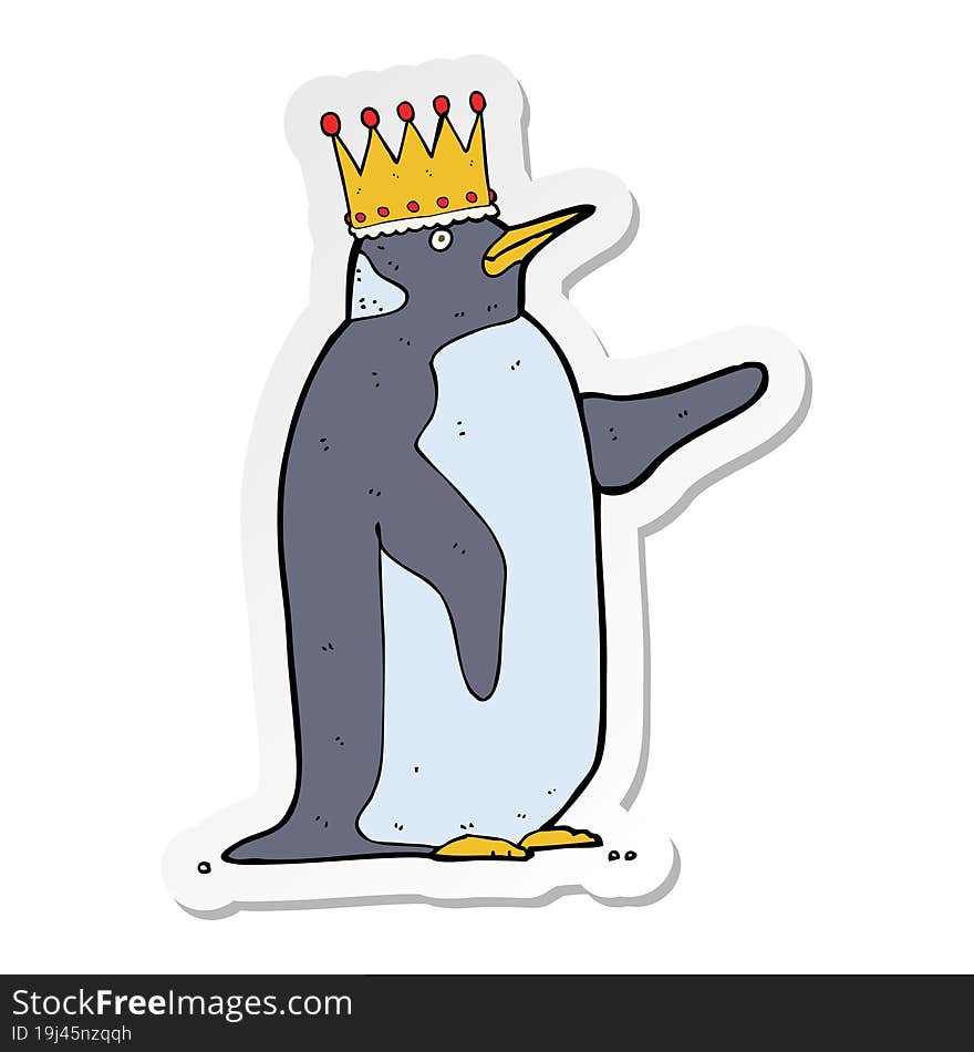 sticker of a cartoon penguin wearing crown