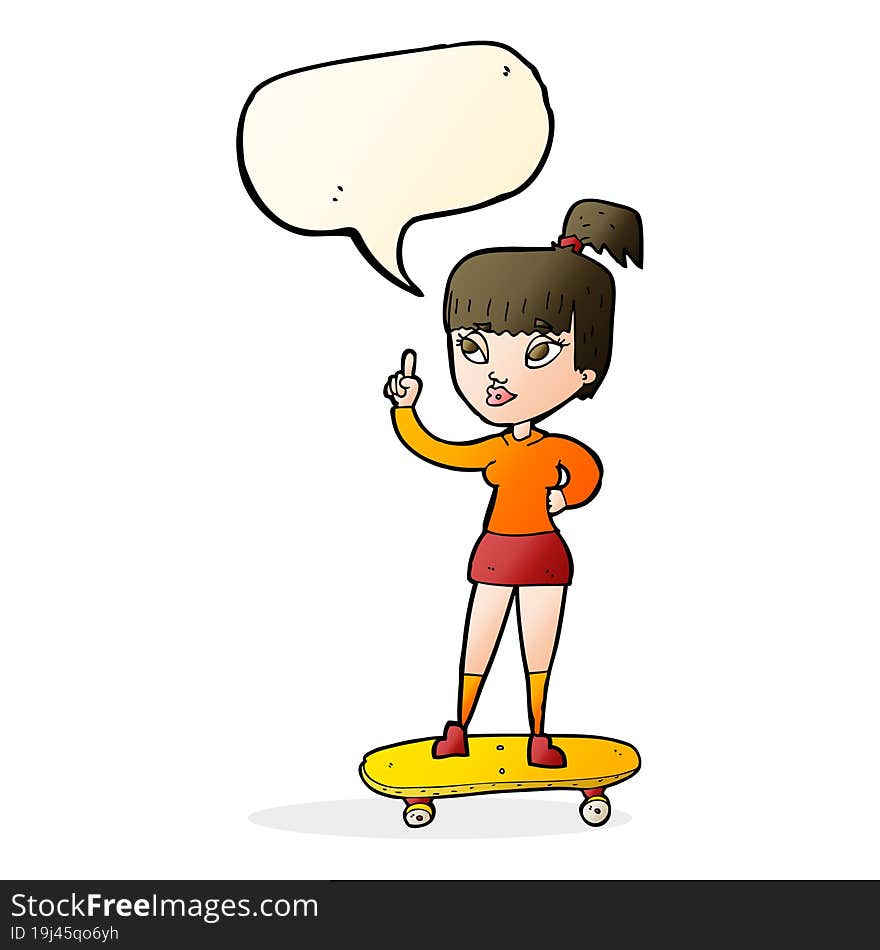 Cartoon Skater Girl With Speech Bubble