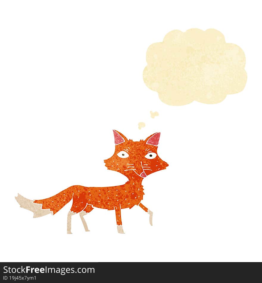 cartoon little fox with thought bubble