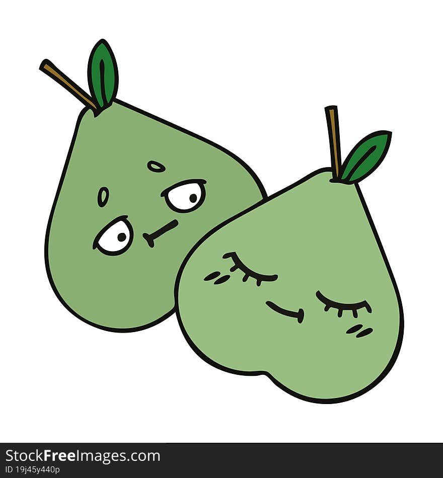 cute cartoon green pear