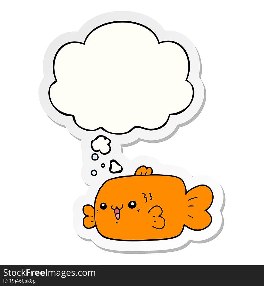 cartoon fish and thought bubble as a printed sticker