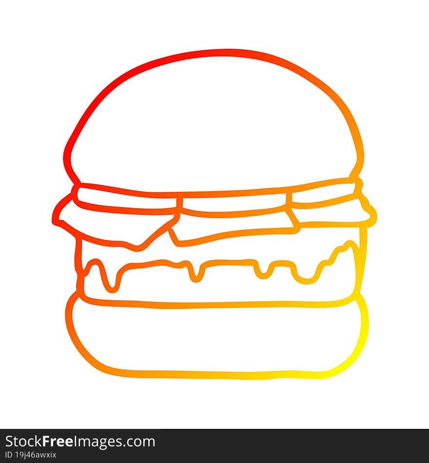 warm gradient line drawing stacked burger