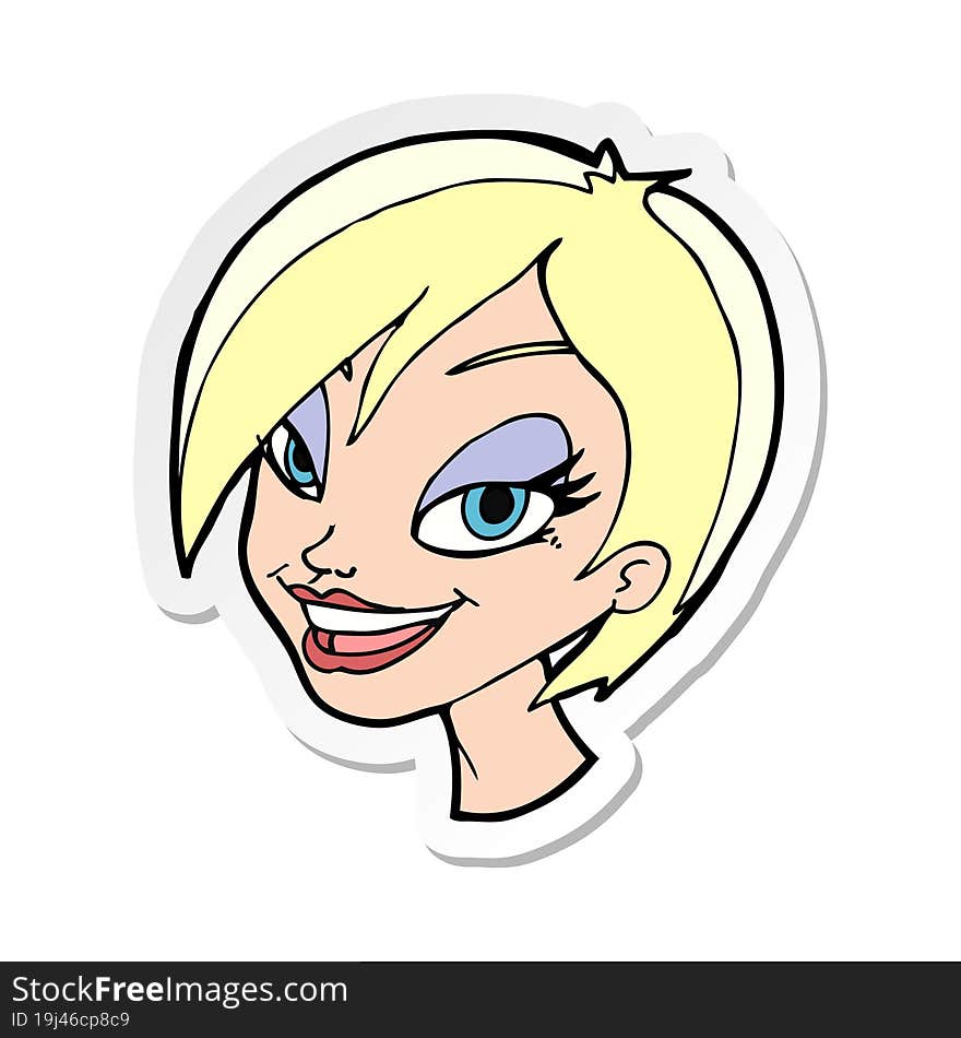 sticker of a cartoon pretty female face