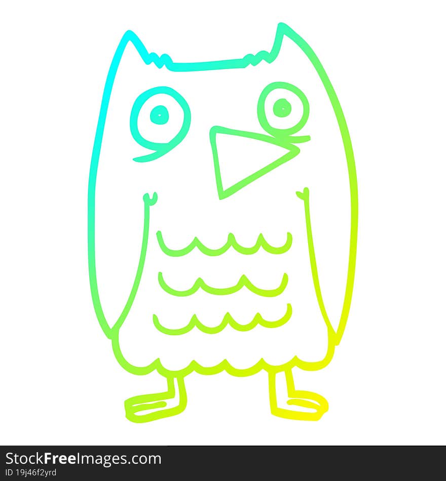 cold gradient line drawing funny cartoon owl