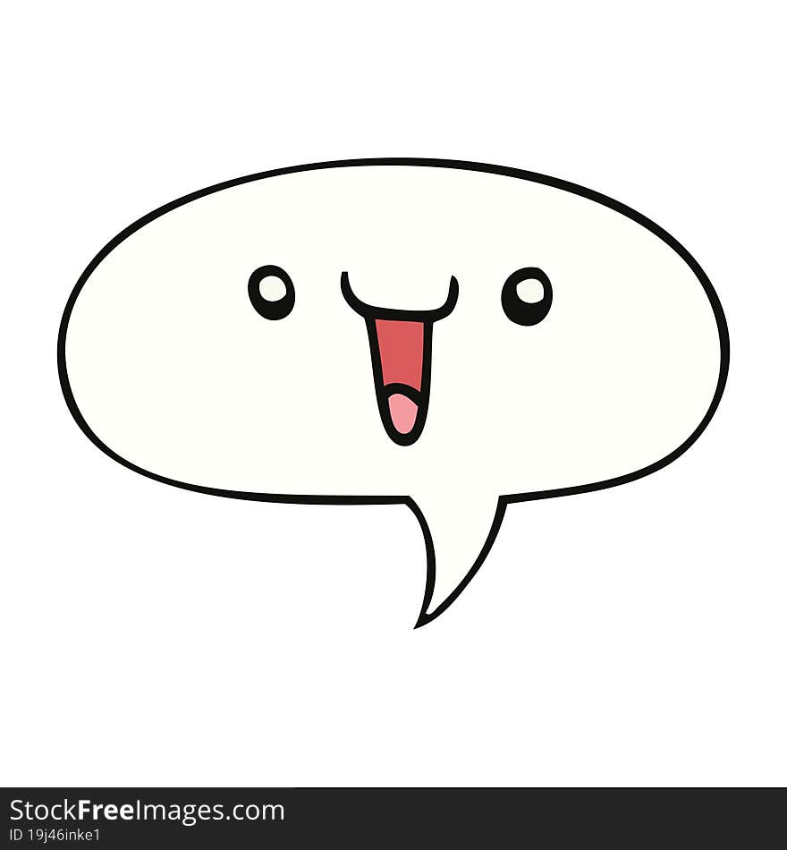 cute happy cartoon face and speech bubble