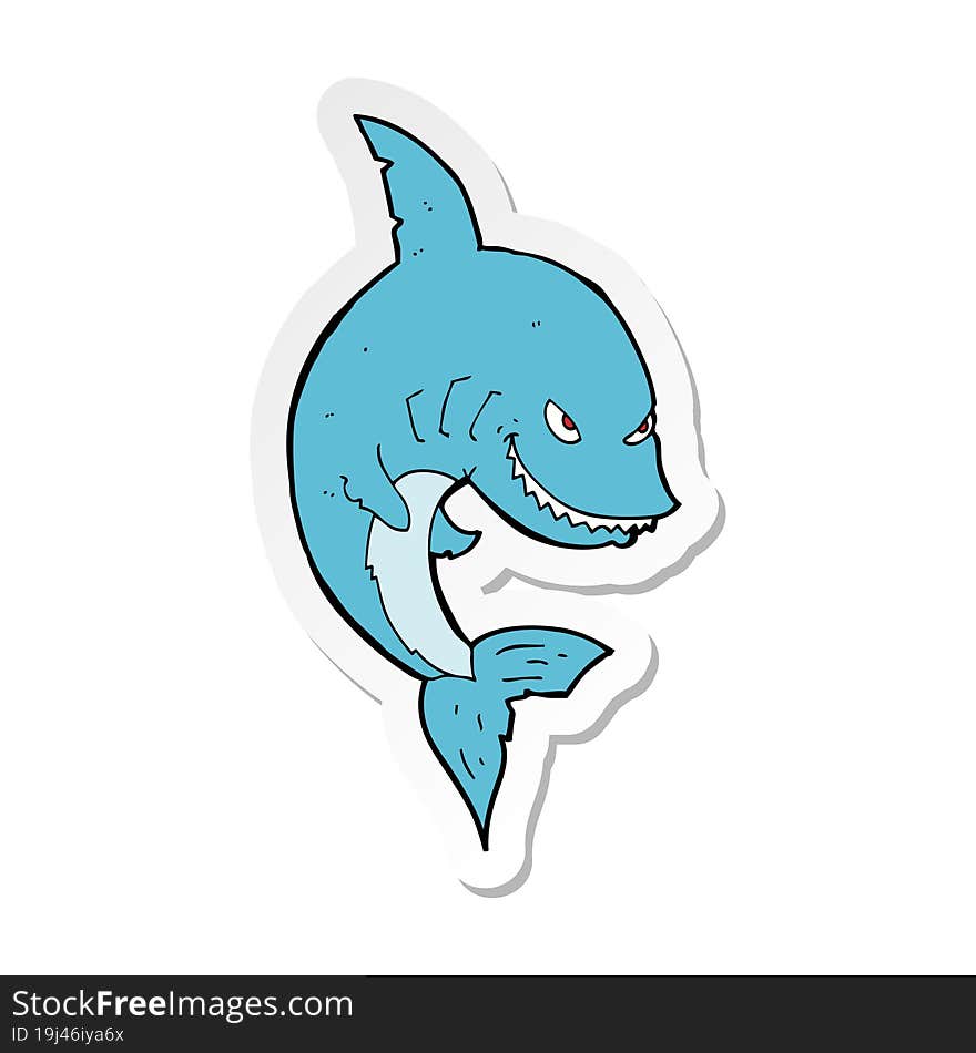 sticker of a funny cartoon shark