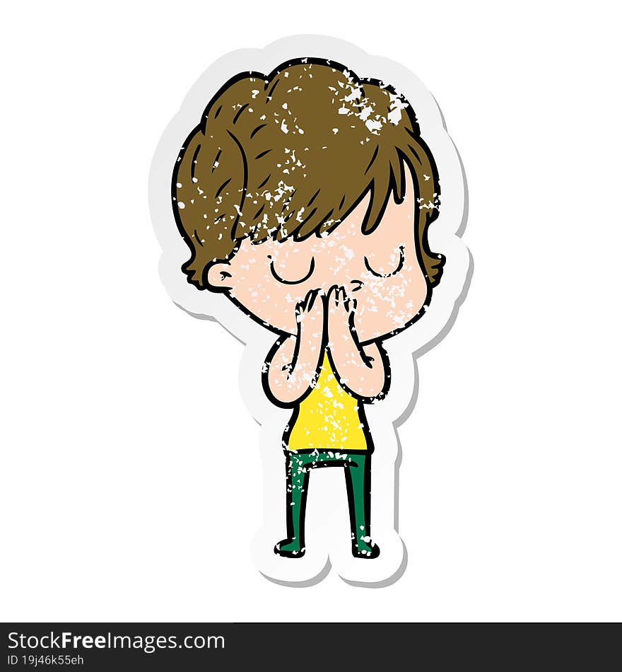 distressed sticker of a cartoon woman