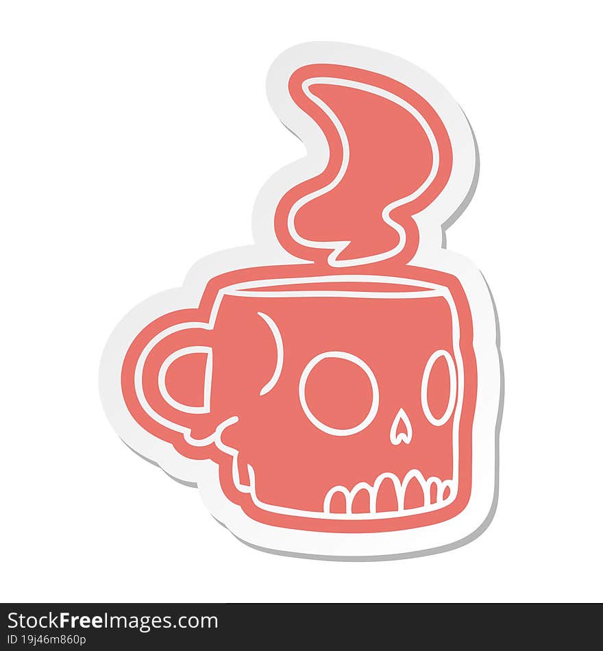 Cartoon Sticker Of A Skull Mug