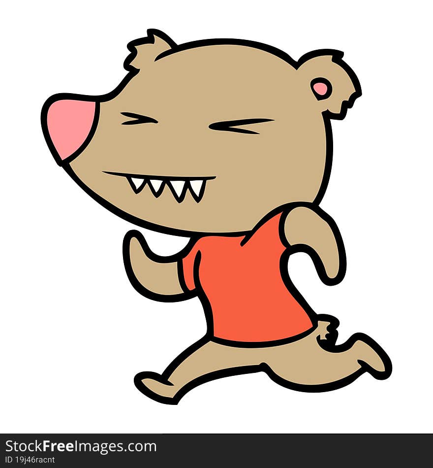 angry bear cartoon running. angry bear cartoon running