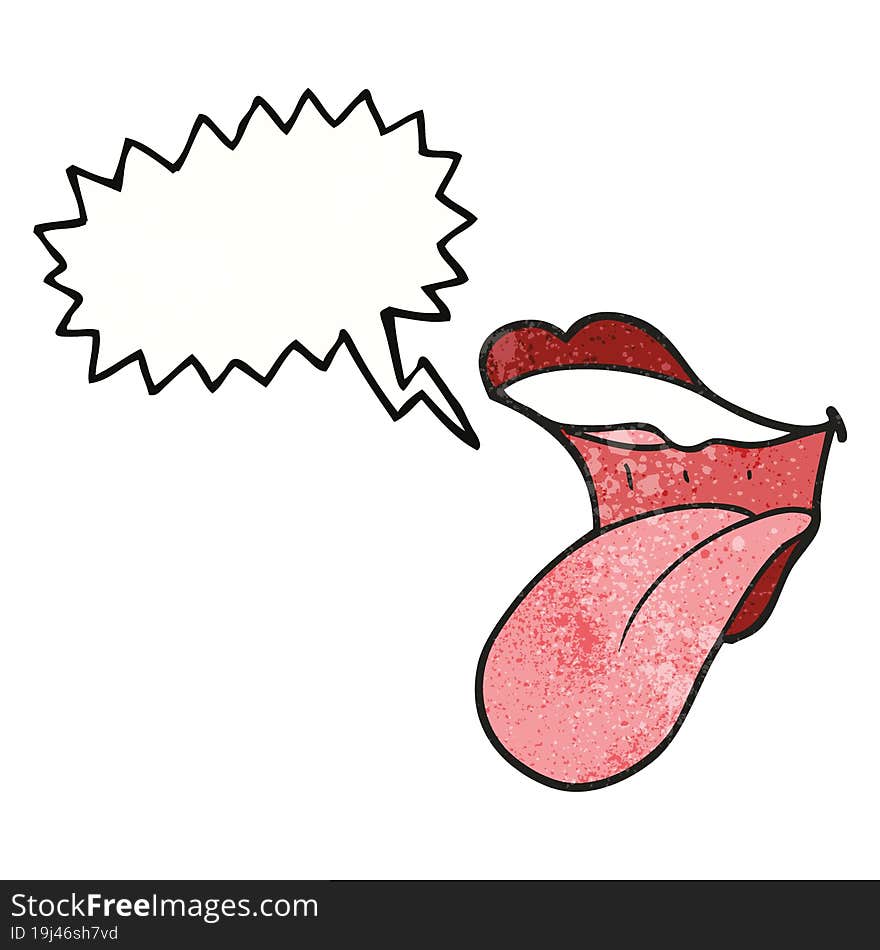 Speech Bubble Textured Cartoon Mouth Sticking Out Tongue