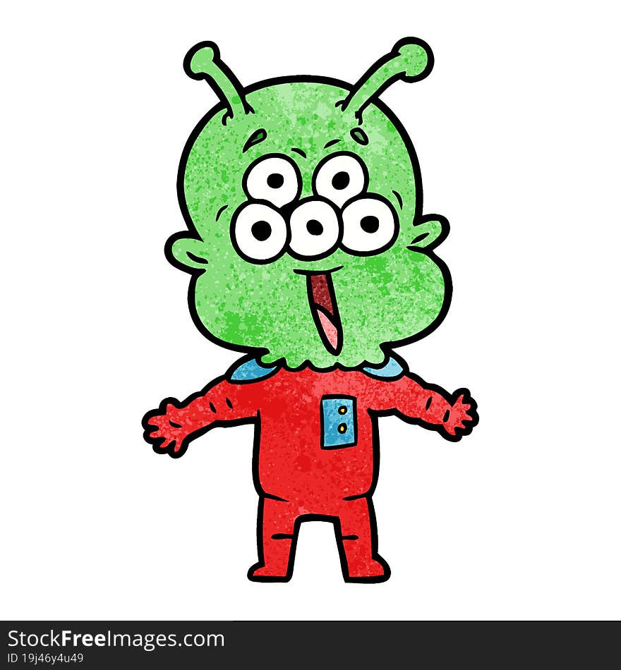 happy cartoon alien. happy cartoon alien