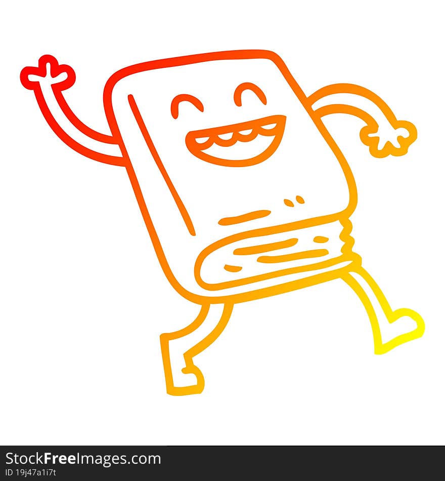 Warm Gradient Line Drawing Cartoon Dancing Book