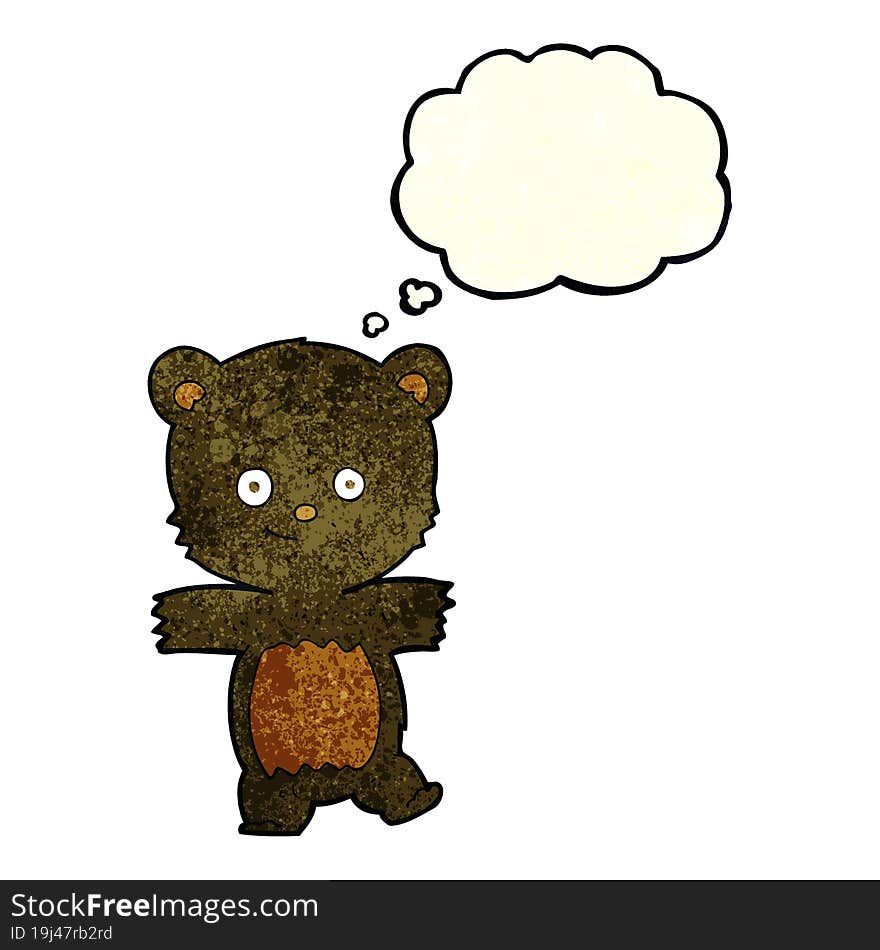 Cartoon Cute Black Bear With Thought Bubble