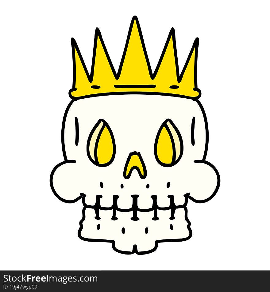 spooky skull wearing crown