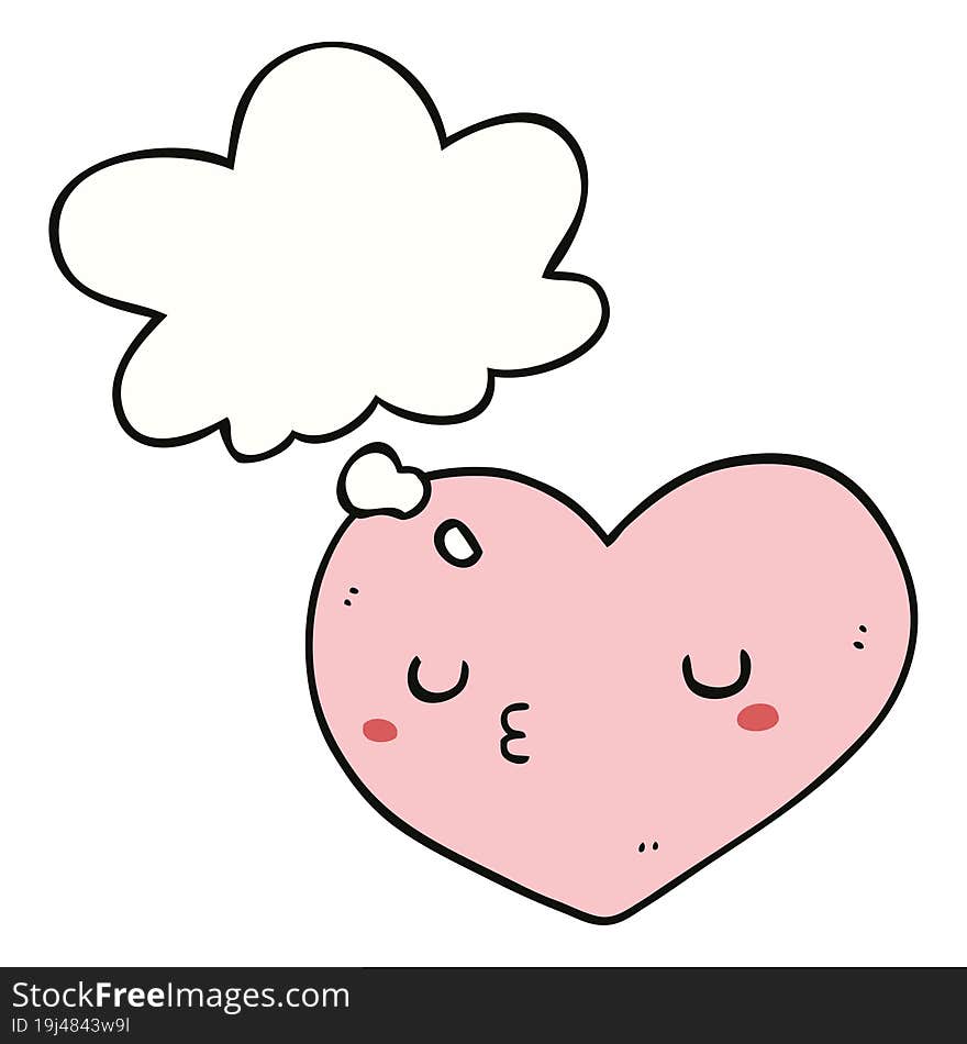 cartoon love heart and thought bubble