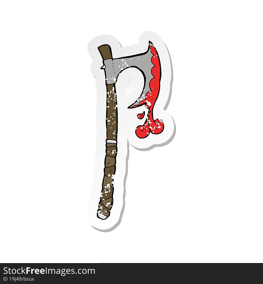 retro distressed sticker of a cartoon viking axe