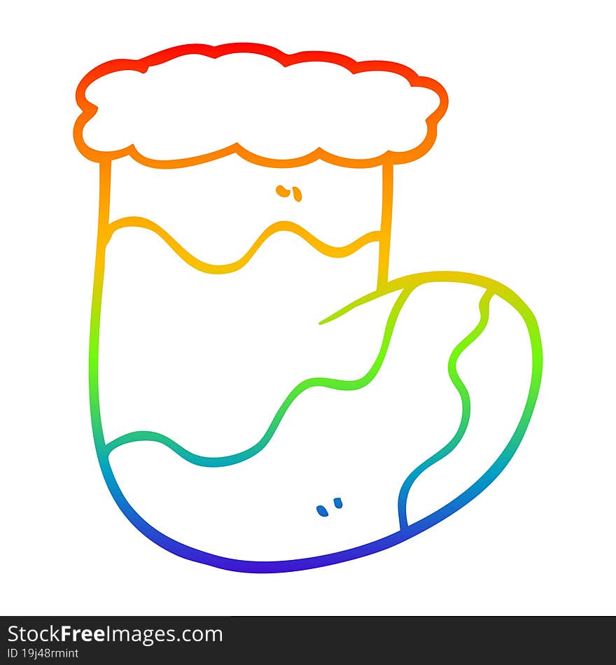 rainbow gradient line drawing cartoon christmas stockings