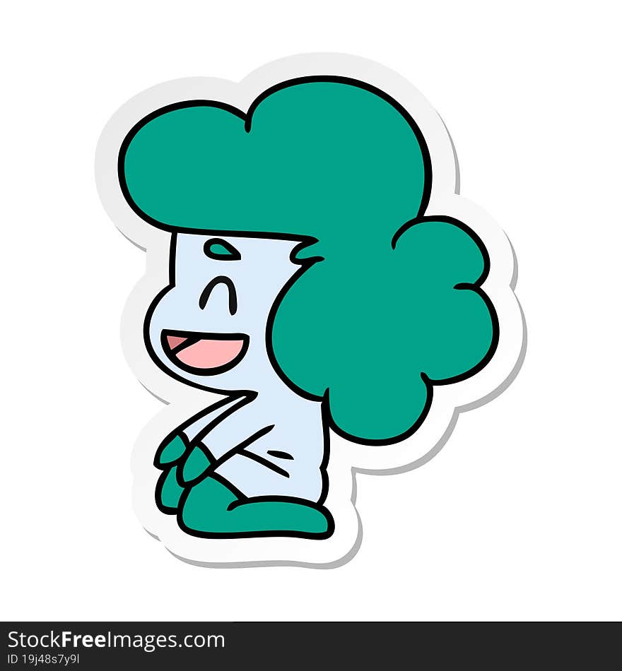 sticker cartoon of a kawaii alien girl