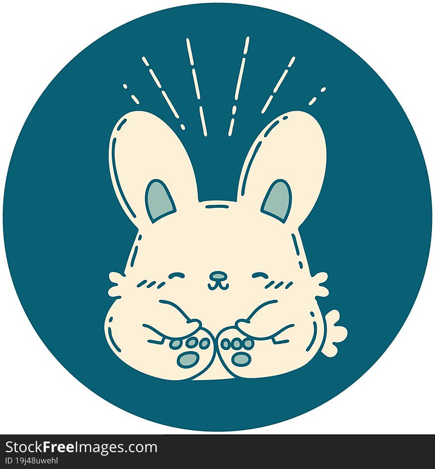 icon of tattoo style happy rabbit