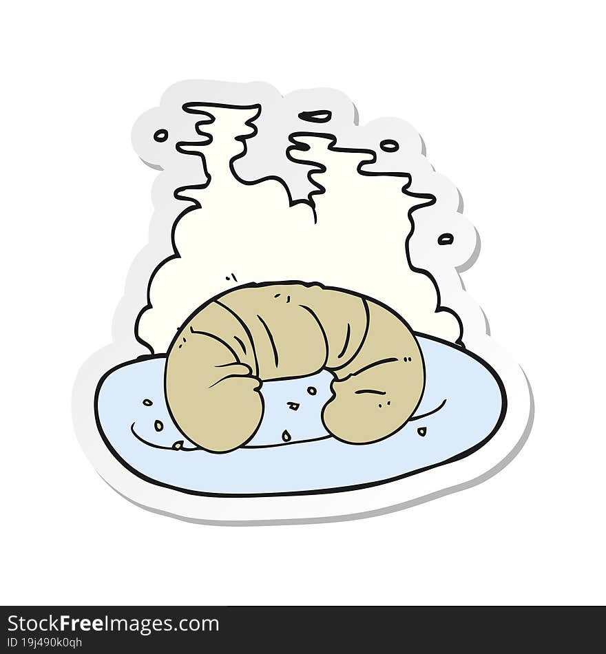 Sticker Of A Cartoon Hot Croissant