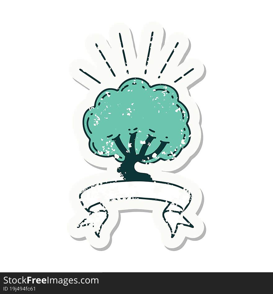 grunge sticker of tattoo style tree