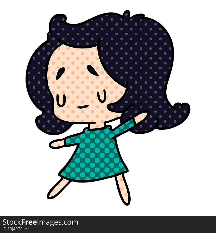 cartoon illustration of a cute kawaii girl. cartoon illustration of a cute kawaii girl