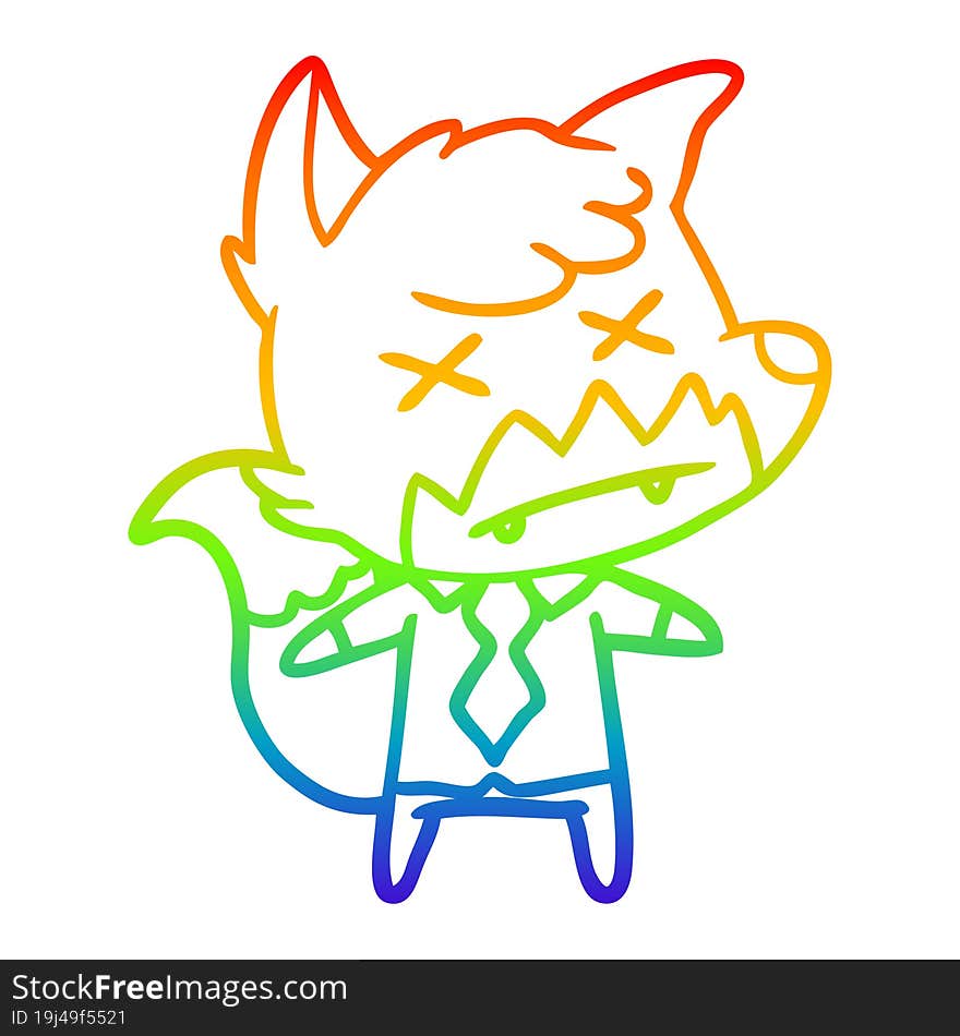 rainbow gradient line drawing cartoon dead fox