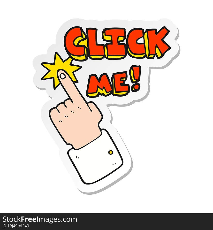 sticker of a click me cartoon sign