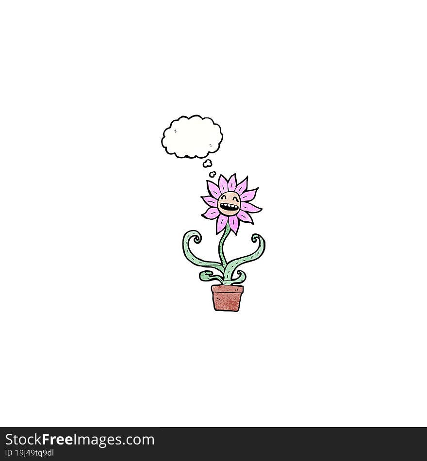 cartoon flower with thought bubble