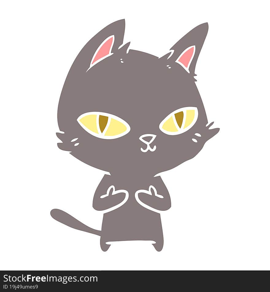 flat color style cartoon cat staring