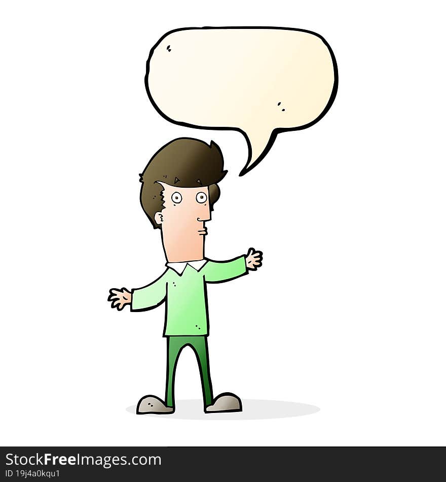 cartoon startled man with speech bubble