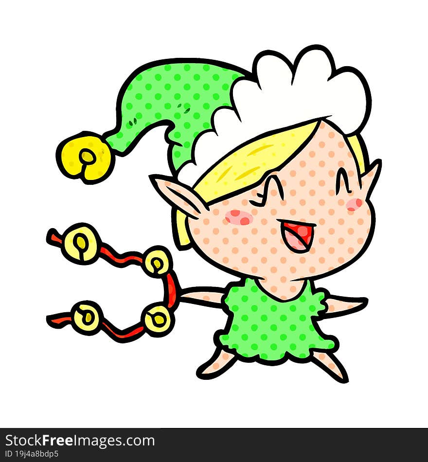 cartoon happy christmas elf. cartoon happy christmas elf