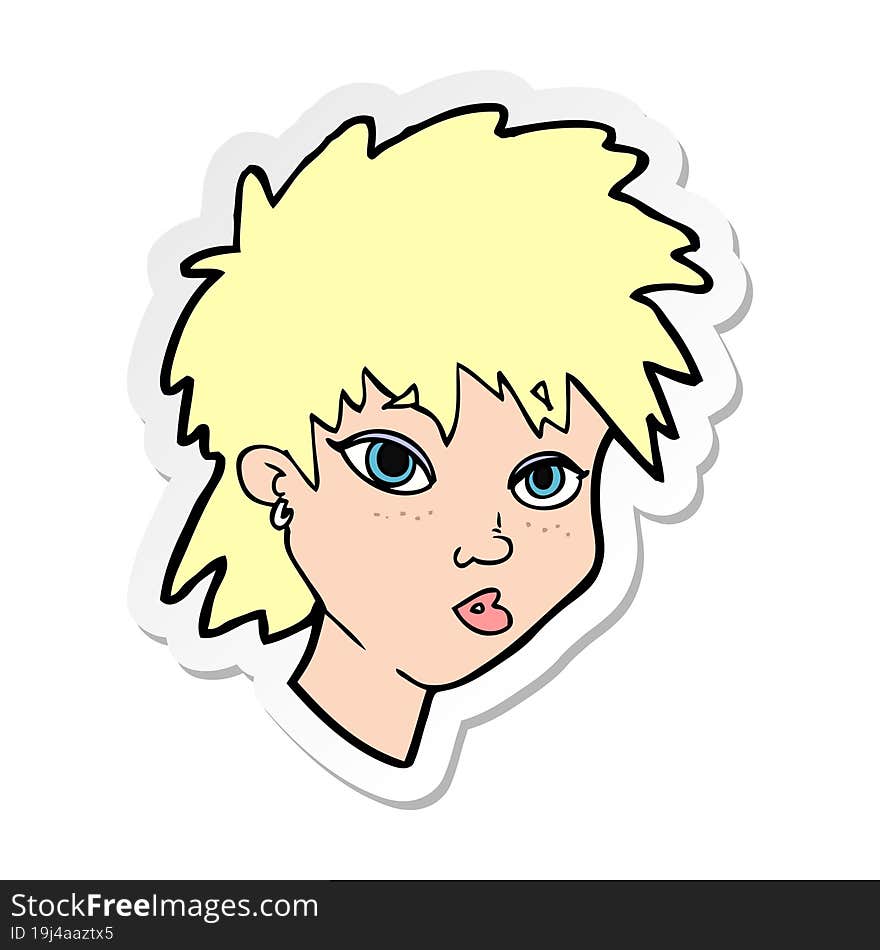 sticker of a cartoon curious girl