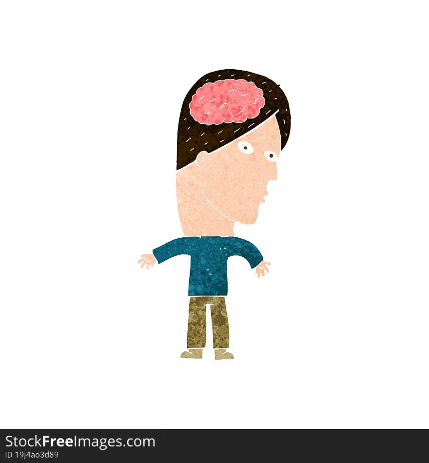 cartoon man with brain symbol