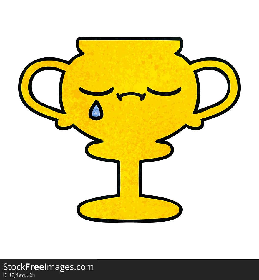 retro grunge texture cartoon of a trophy