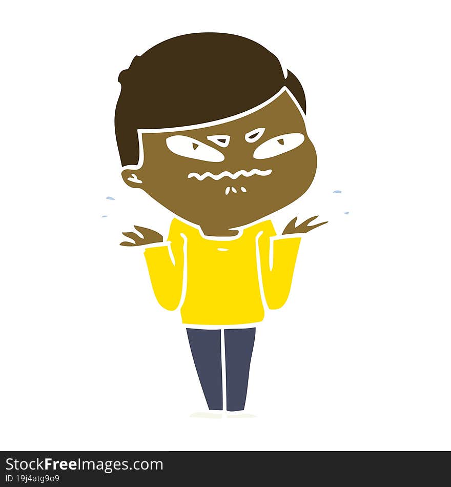 flat color style cartoon exasperated man