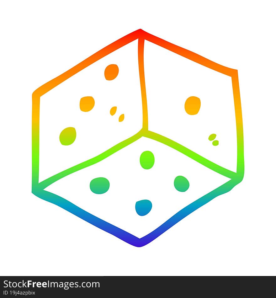 Rainbow Gradient Line Drawing Cartoon Tattoo Dice Symbol