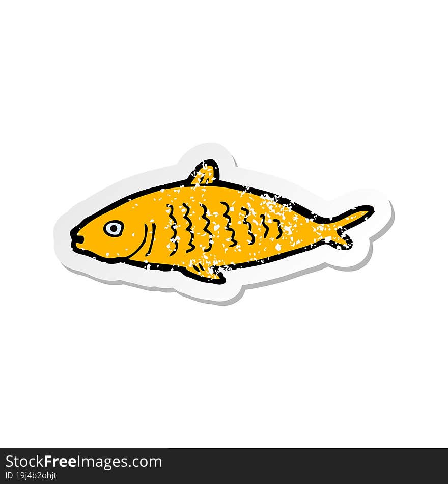 retro distressed sticker of a cartoon fish