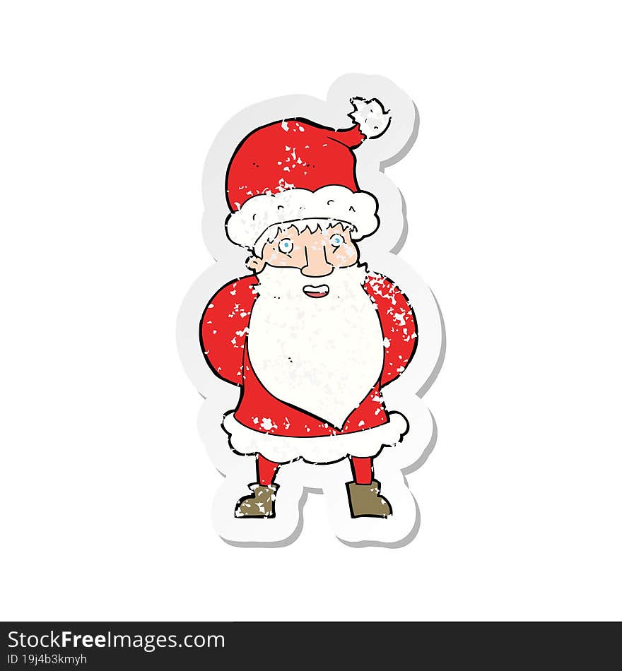 retro distressed sticker of a cartoon santa claus