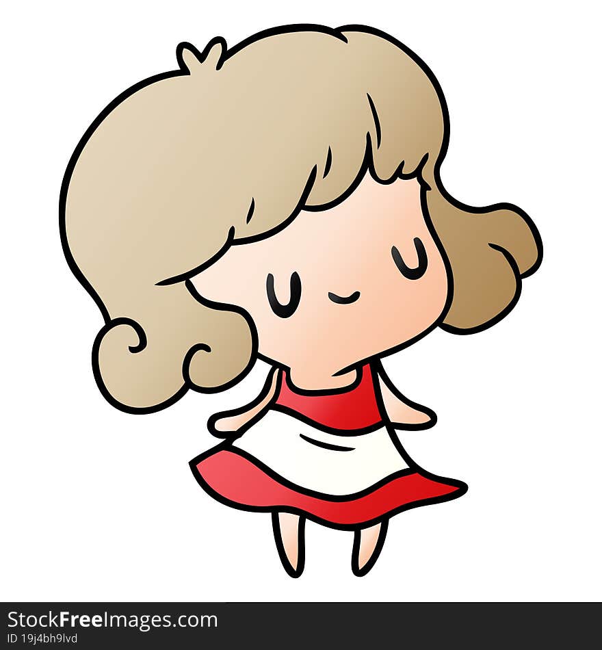 gradient cartoon illustration kawaii of cute girl. gradient cartoon illustration kawaii of cute girl