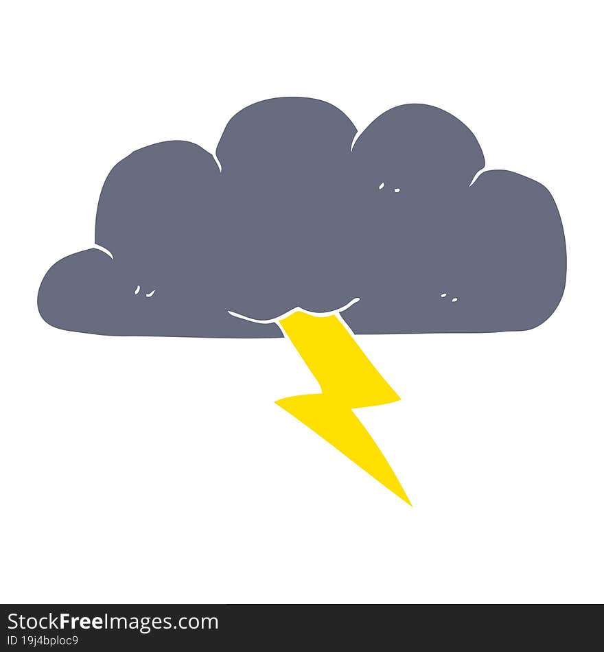 flat color illustration of a cartoon thundercloud